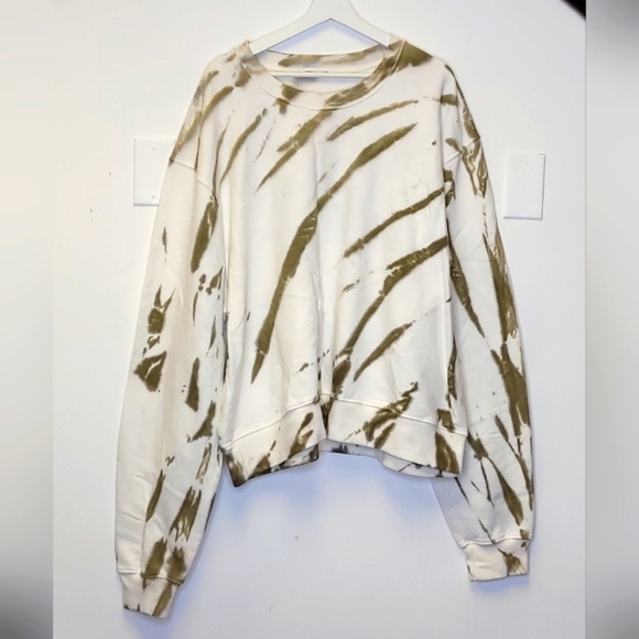 GOOD AMERICAN Tie-dyed Army Green cotton-fleece sweatshirt Size 5, 12 US - Picture 2 of 16